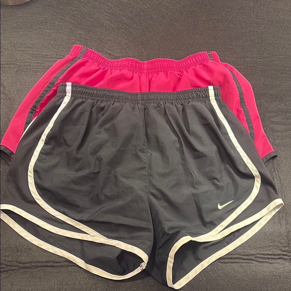 Nike Women's Black and Pink Athletic Shorts 2 pack